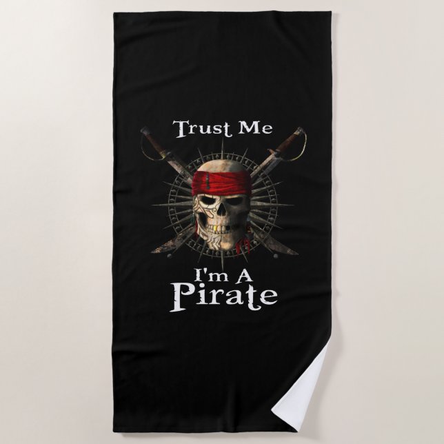 Vertraue mir, ich bin ein Piratenschädel und Schwe Strandtuch (Vorderseite)