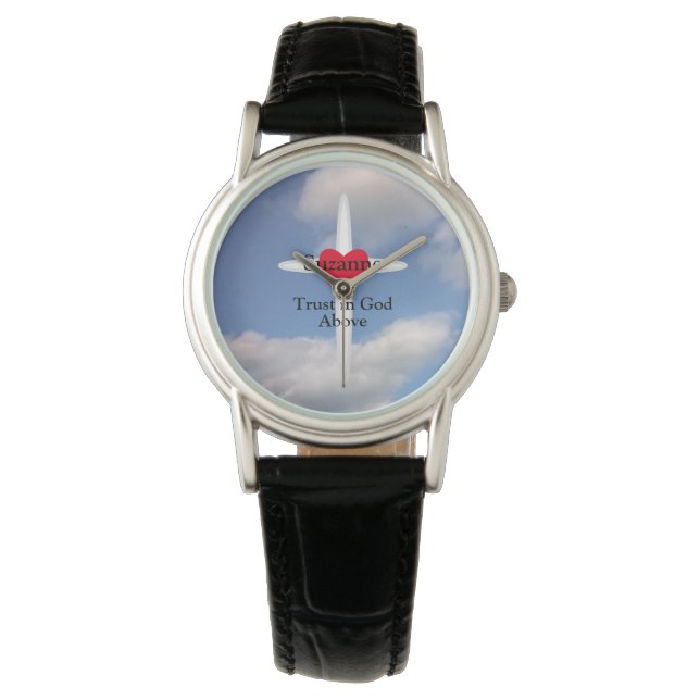 Vertrauen in das Gotteskreuz mit Personalisiertem  Armbanduhr (Vorderseite)