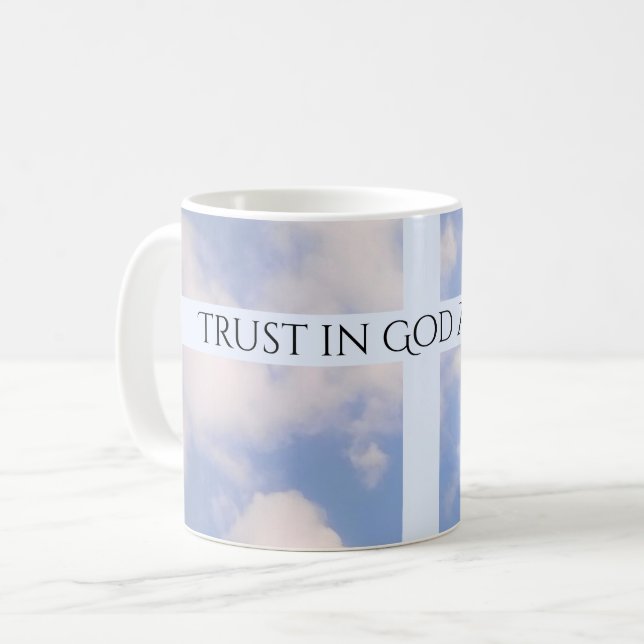 Vertrauen in das gottkreuz-hellblaue Ostern Kaffeetasse (Vorderseite Links)