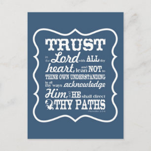 Vertrauen in den Herrn — Blau Postkarte