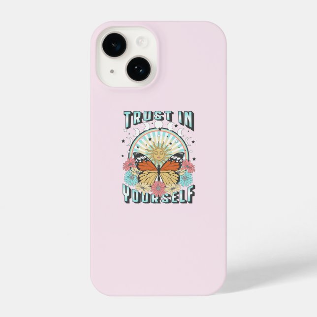 Vertrauen in dich selbst | Sonne und Schmetterling iPhone 14 Hülle (Rückseite)