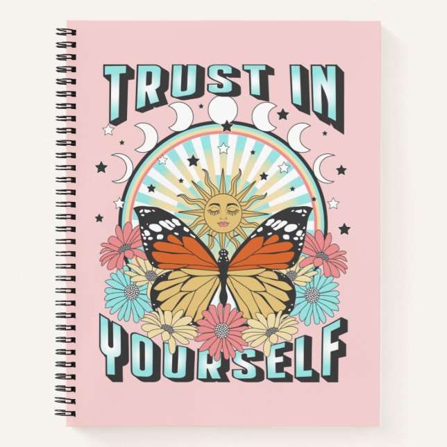Vertrauen in dich selbst | Sonne und Schmetterling Notizbuch (Vorderseite)