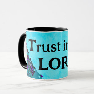 Vertrauen in die Lord Fish Blätter Lila Aquamarin  Tasse