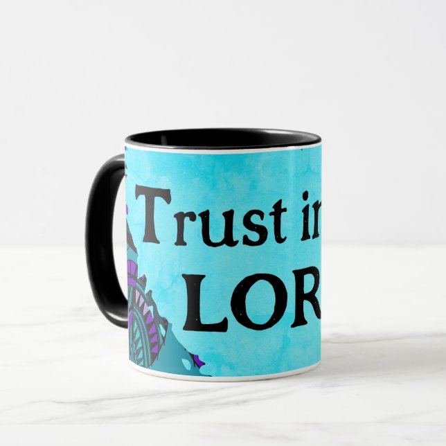 Vertrauen in die Lord Fish Blätter Lila Aquamarin  Tasse (Vorderseite Links)