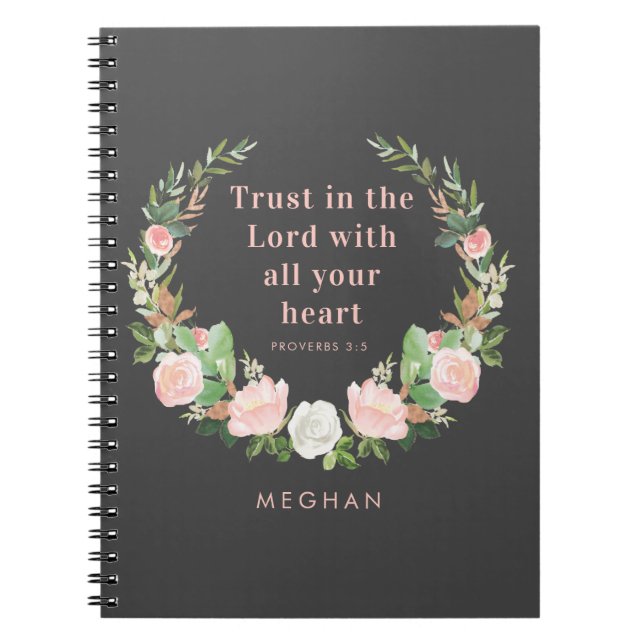 Vertrauen in die Lord Pink Floral Wreath-Schrift Notizblock (Vorderseite)
