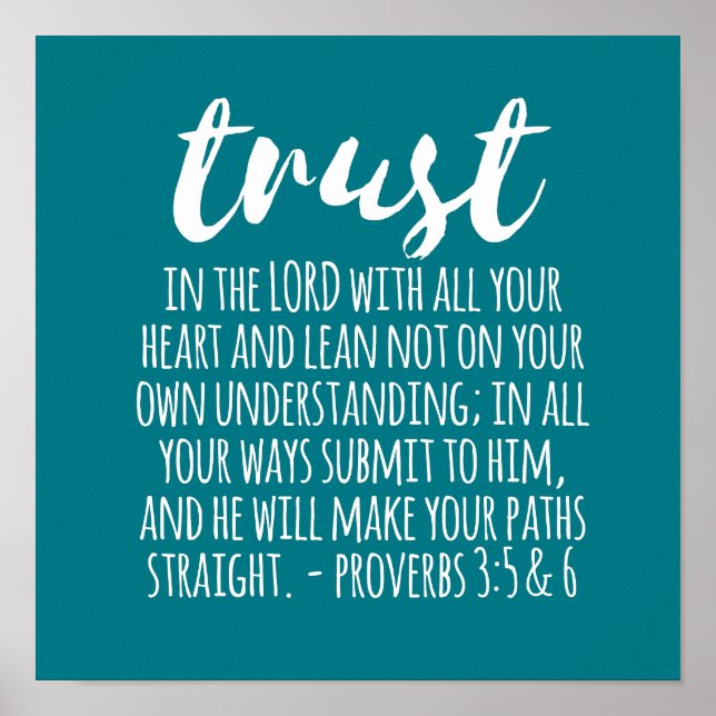 Vertrauen in die Lord Proverbs 3:5-6 Poster (Vorne)