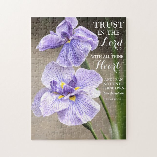 Vertrauen in die Lord Proverbs 3:5 Lila Iris Flora (Vertikal)