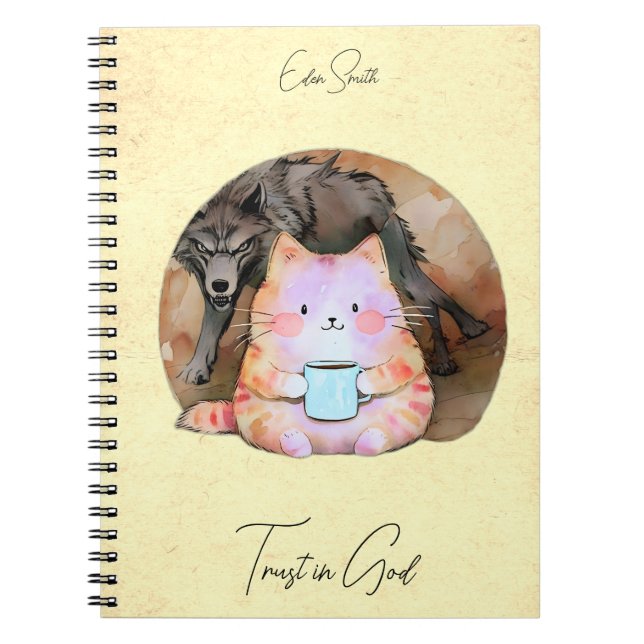 Vertrauen in Gott - Custom Notebook Cat Coffee Wol Notizblock (Vorderseite)