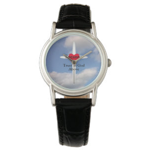 Vertrauen in Gottes Kreuz in Sky mit Personalisier Armbanduhr