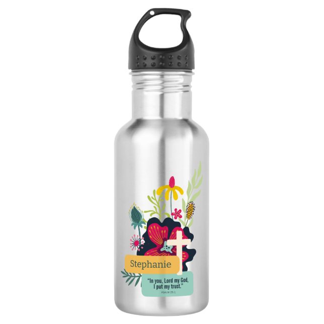 Vertrauen Sie Gott farbenfroh, kühl und Abstrakt Edelstahlflasche (Vorderseite)