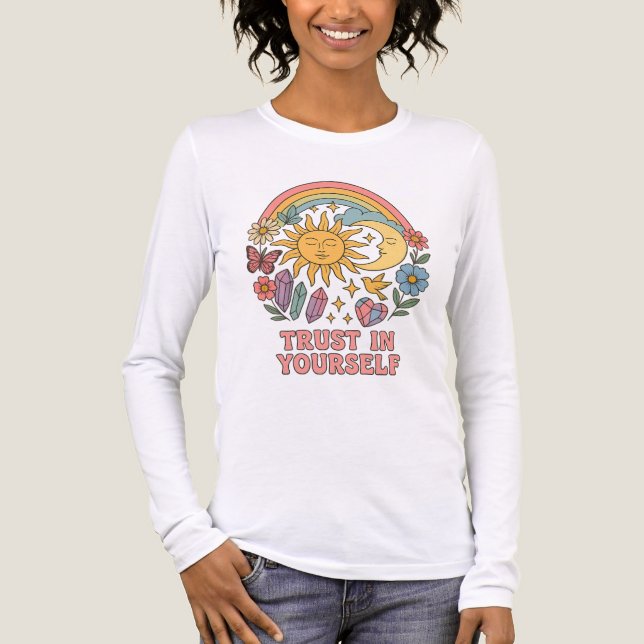Vertrauen Sie sich selbst - Retro Psychedelic Sun  Tri-Blend Shirt (Vorderseite)