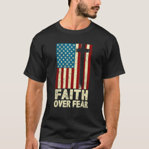 Vertrauen über Angst Coole Christliche Cross-US-Fl T-Shirt