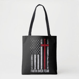 Vertrauen über Angst US Flag Christliches Kreuz Tasche