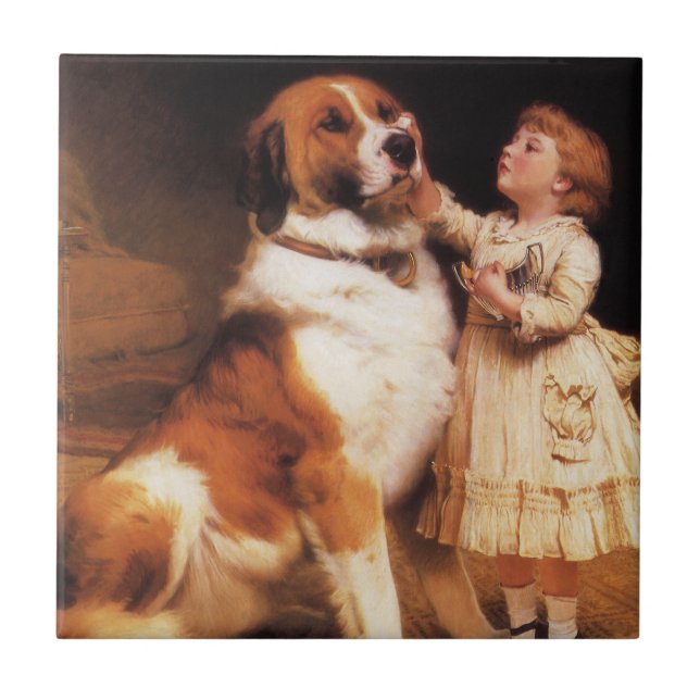 Vertrauen von Charles Burton Barber, Saint Bernard Fliese (Vorderseite)