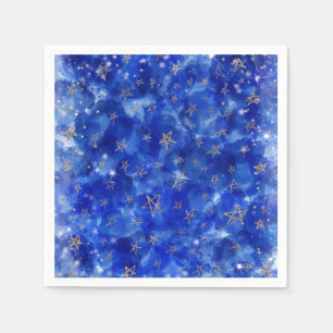 Verträumte Blaue Gold Bronze Mond Sterne Babyparty Serviette