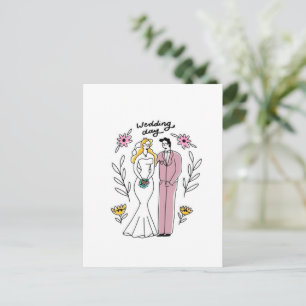 Verträumte "Hochzeitstag"-Einladung - Künstlerisch Einladungspostkarte