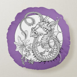 Vertrauter Drache: DIY Farbton durch Sonja A.S. Rundes Kissen