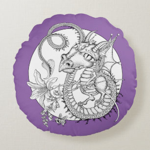 Vertrauter Drache: DIY Farbton durch Sonja A.S. Rundes Kissen
