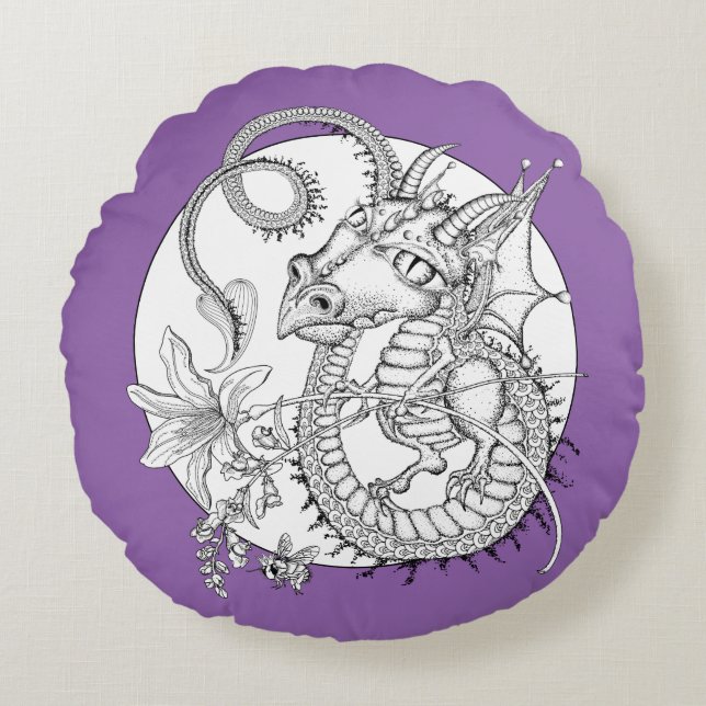 Vertrauter Drache: DIY Farbton durch Sonja A.S. Rundes Kissen (Vorderseite)