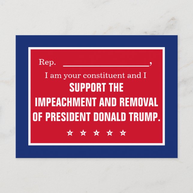 Vertreter Impeach Präsident Trump Wähler Postkarte (Vorderseite)