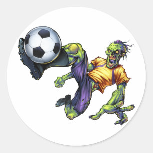 Verunstalte Zombie Gruseliger Halloween Fußballspi Runder Aufkleber