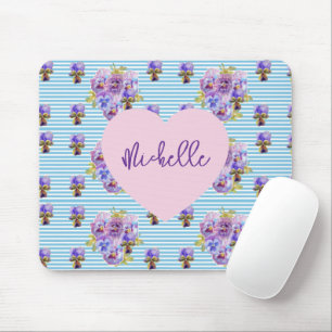 Verwahrloste blaue Stiefmütterchen-Blumen-Strumpfm Mousepad