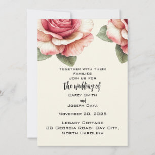 Verwahrloste Pink Rose Hochzeit  Einladung