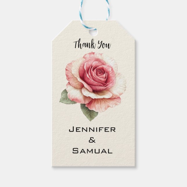 Verwahrloste Pinke Rose Geschenkanhänger (Vorderseite)