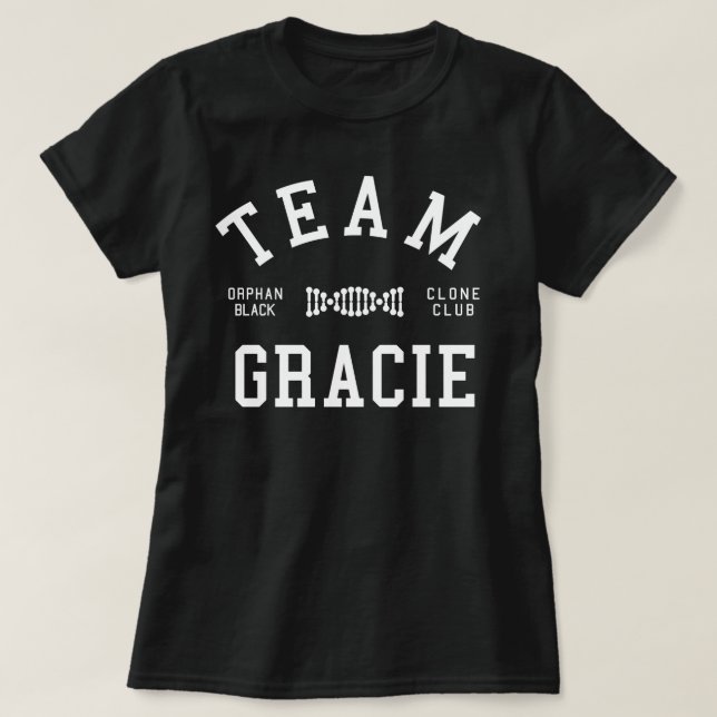 Verwaistes schwarzes Team Gracie T-Shirt (Design vorne)