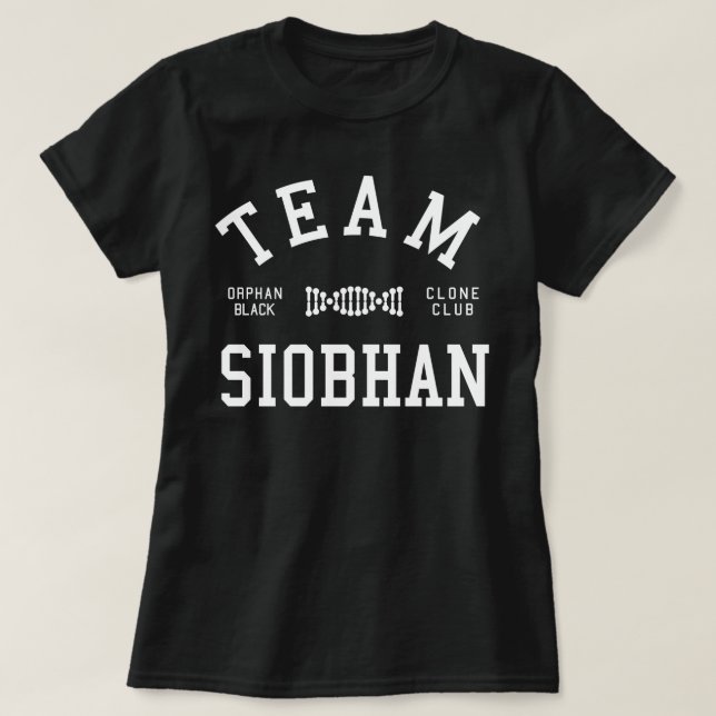 Verwaistes schwarzes Team Siobhan T-Shirt (Design vorne)