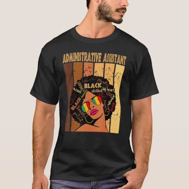 Verwaltungsassistent Afro African Black History T-Shirt (Vorderseite)