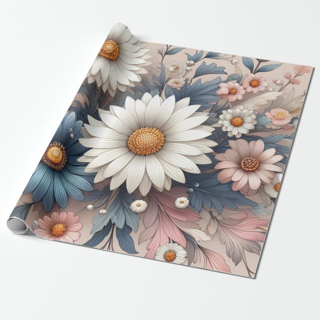 Verwandeln Sie Ihren Platz mit eleganter Daisy Flo Geschenkpapier (Ungerollt)
