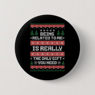 Verwandt mit mir Funny Christmas Familie Xmas Pa Button