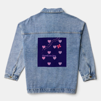 Verweile bei Freude Herzen und Pfotenabdrücke Jean Jeansjacke