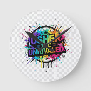 Verwenden des T-Shirts Unrivaled - Fett Statement Runde Wanduhr