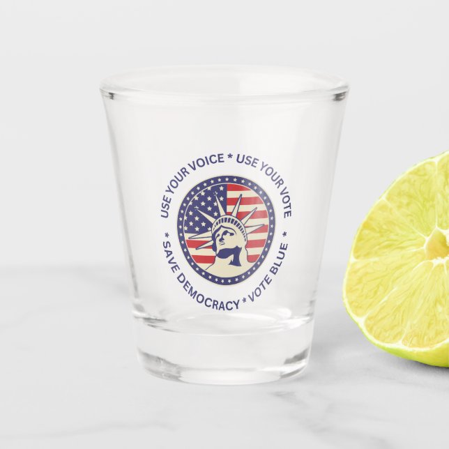 Verwenden Sie Ihr Vote Patriotic Liberty Abzeichen Schnapsglas (Vorderseite)