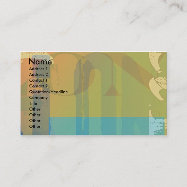 Verwendete Buchstaben Visitenkarte (Vorderseite)