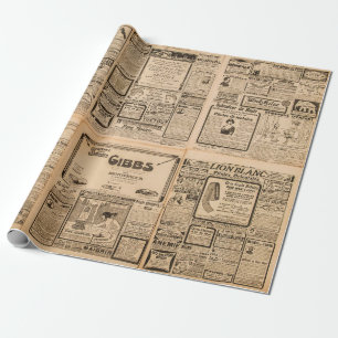 Verwendeter Papierhintergrund. Alte Zeitungsseite  Geschenkpapier