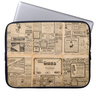 Verwendeter Papierhintergrund. Alte Zeitungsseite Laptopschutzhülle