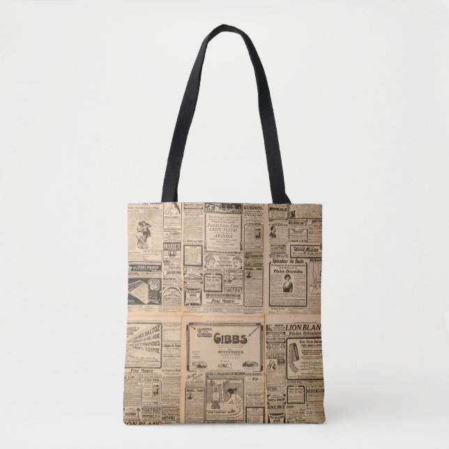 Verwendeter Papierhintergrund. Alte Zeitungsseite  Tasche (Vorderseite)