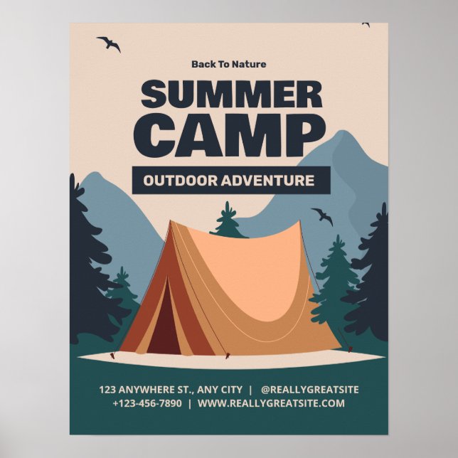 Verwertbares Sommerspass Camp, zurück zum Naturlag Poster (Vorne)