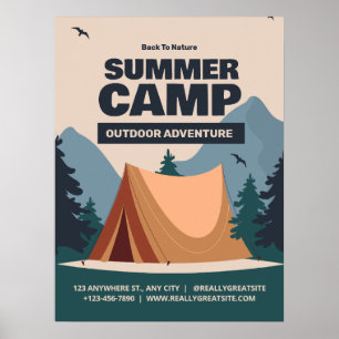 Verwertbares Sommerspass Camp, zurück zum Naturlag Poster