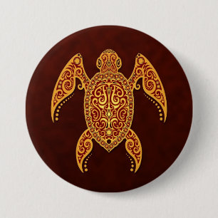 Verwickelte goldene Meer-Schildkröte Button