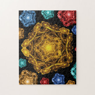 Verwickelte Schneeflocken in Form der Pentagone