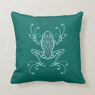 Verwickelter aquamariner blauer Baum-Frosch Kissen