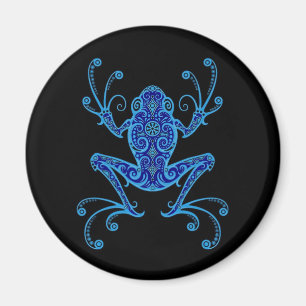 Verwickelter blauer und schwarzer Baum-Frosch Magnet