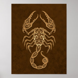 Verwickelter Brown-Skorpions-Tierkreis Poster