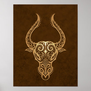 Verwickelter Brown-Stier-Tierkreis Poster