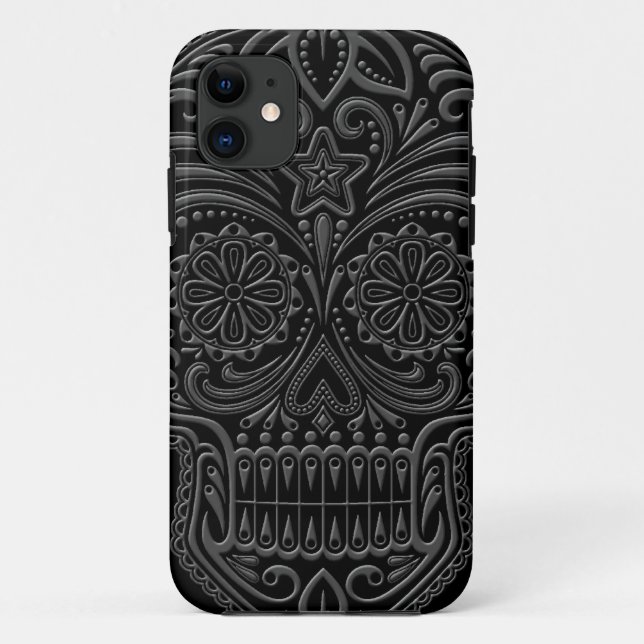Verwickelter dunkler Zuckerschädel Case-Mate iPhone Hülle (Rückseite)