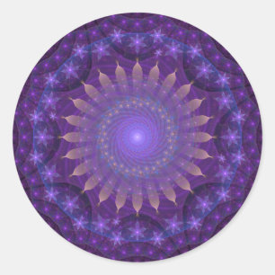 Verwickelter FraktalMandala   lila, blau, orange Runder Aufkleber
